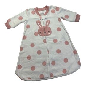 Carter’s 0-3M Pink Bunny Sleep Sack With Pink Polka Dots Long Sleeve And Warm